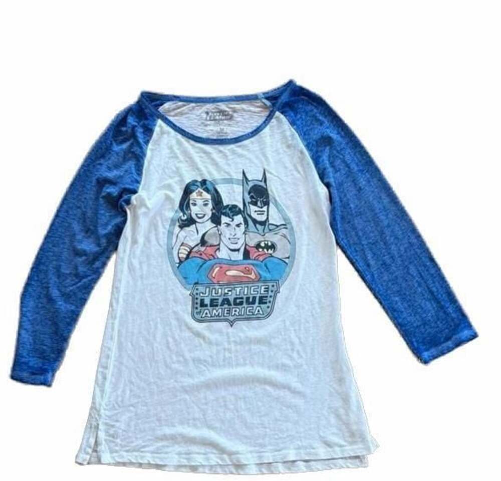 DC Comics Justice League of America Raglan Long Sleeve Graphic Tee Size M
